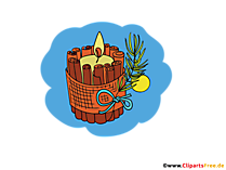 Kerze mit Tannenzweig Illustration, Bild, PNG Clipart