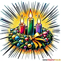 Kranz mit 3 Kerzen Clipart zum Advent