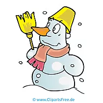 Snowman with bucket cartoon, picture