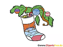 Imagen navideña de botas de Papá Noel en el árbol de Navidad