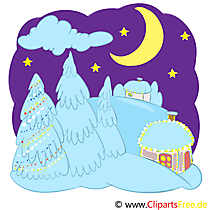 Weihnachtsnacht, Weihnachten Nacht Illustration, Bild, Grafik, Clipart