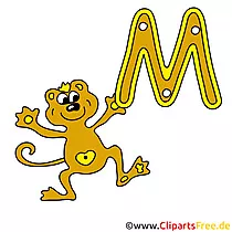 M is for Monkey - Alphabet Clipart