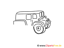 Geländewagen einfache Weitermal Druckvorlage für Grundschule