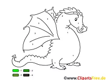 Drachen Malen nach Zahlen Vorlage kostenlos