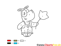Malen nach Zahlen online Cartoon Hund