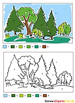 Wald Malvorlage Malen nach Zahlen