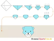 Anleitung zum Falten von Origami Bär, Tiere