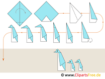 Papierfalten Origami Basteln mit Papier Pinguine