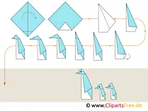 Papierfalten Origami Basteln mit Papier Pinguine