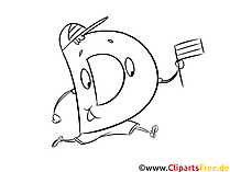 D Buchstaben lernen beim Ausmalen