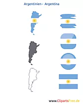 Argentinien-Karte mit Flagge, Argentina Kontur mit Fahne, Icon, Button