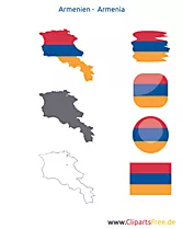 Armenien-Karte mit Flagge, Armenia Kontur mit Fahne, Icon, Button