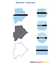 Botswana-Karte mit Flagge, Botsuana Kontur mit Fahne, Icon, Button