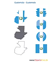 Guatemala Flagge mit Kontur-Karte, Fahne, Icon, Button