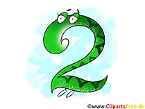 Zahl 2 zum Drucken Clipart, Bild, Grafik
