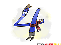 Zahl 4 zum Ausdrucken - Zahlen zum Lernen kostenlos