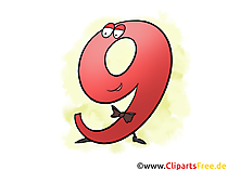 Zahl 9 zum Drucken Clipart, Bild, Grafik