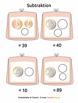 Geld subtrahieren Druckvorlage kostenlos