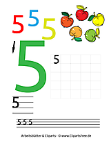 5 - Zahlen schreiben üben Druckvorlage