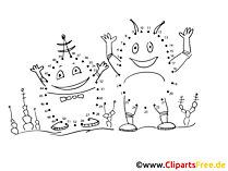 Verbinden der Zahlen Malen Aliens