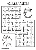 Hilf dem Bär, den Weg zum Topf mit Honig zu finden - Irrgarten, Rätsel zum Drucken