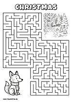 Hilf dem Fuchs, den Weg zum Wald zu finden - Irrgarten, Rätsel zum Drucken