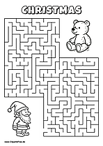 Hilf dem Gnom, den Weg zum Teddybär zu finden - Irrgarten, Rätsel zum Drucken