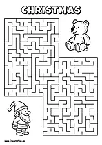 Hilf dem Gnom, den Weg zum Teddybär zu finden - Irrgarten, Rätsel zum Drucken