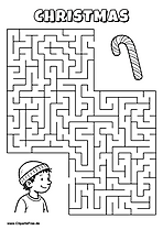 Hilf dem Kind, den Weg zur Zuckerstange zu finden - Irrgarten, Rätsel zum Drucken