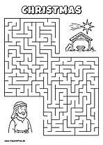 Hilf dem Mann, den Weg zur Weihnachtskrippe zu finden - Irrgarten, Rätsel zum Drucken