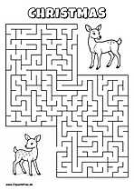 Hilf dem Rehbaby, den Weg zur Rehmama zu finden - Irrgarten, Rätsel zum Drucken