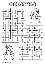 Hilf dem Schneemann, den Weg zum Freund zu finden - Irrgarten, Rätsel zum Drucken