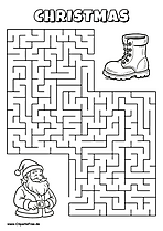 Hilf Nikolaus, den Weg zum Stiefel zu finden - Irrgarten, Rätsel zum Drucken