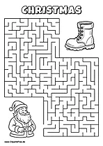 Hilf Nikolaus, den Weg zum Stiefel zu finden - Irrgarten, Rätsel zum Drucken
