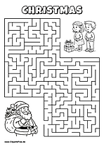 Hilf Santa Claus, den Weg zu den Kindern zu finden - Irrgarten, Rätsel zum Drucken