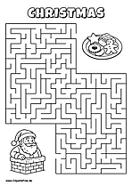 Hilf Santa Claus, den Weg zu Plätzchen zu finden - Irrgarten, Rätsel zum Drucken