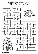 Hilf Santa Claus, den Weg zu Plätzchen zu finden - Irrgarten, Rätsel zum Drucken