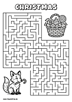 Labyrinth-Rätsel zum Drucken 'Fuchs sucht den Weg zur Baumhöhle'