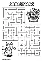 Labyrinth-Rätsel zum Drucken 'Fuchs sucht den Weg zur Baumhöhle'