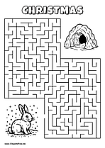 Labyrinth-Rätsel zum Drucken 'Hase sucht den Weg zur Höhle'