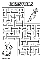Labyrinth-Rätsel zum Drucken 'Hase sucht den Weg zur Möhre'