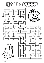 Labyrinth- und Irrgärten-Rätsel zum Thema 'Halloween'