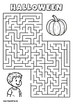 Kind sucht Kürbis Labyrinth zum Drucken