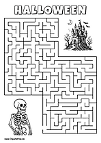 Skelett sucht gruselige Burg Labyrinth zum Drucken