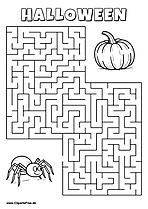 Spinne sucht Kürbis Labyrinth zum Drucken