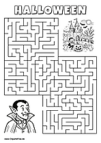 Vampir sucht Burg mit Halloweenparty Labyrinth zum Drucken