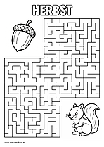Eichhörnchen sucht Eichel Labyrinth zum Drucken