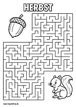 Eichhörnchen sucht Eichel Labyrinth zum Drucken