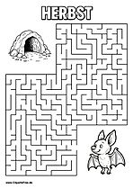 Fledermaus sucht Höhle Labyrinth zum Drucken