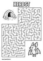 Fledermaus sucht Höhle Labyrinth zum Drucken
